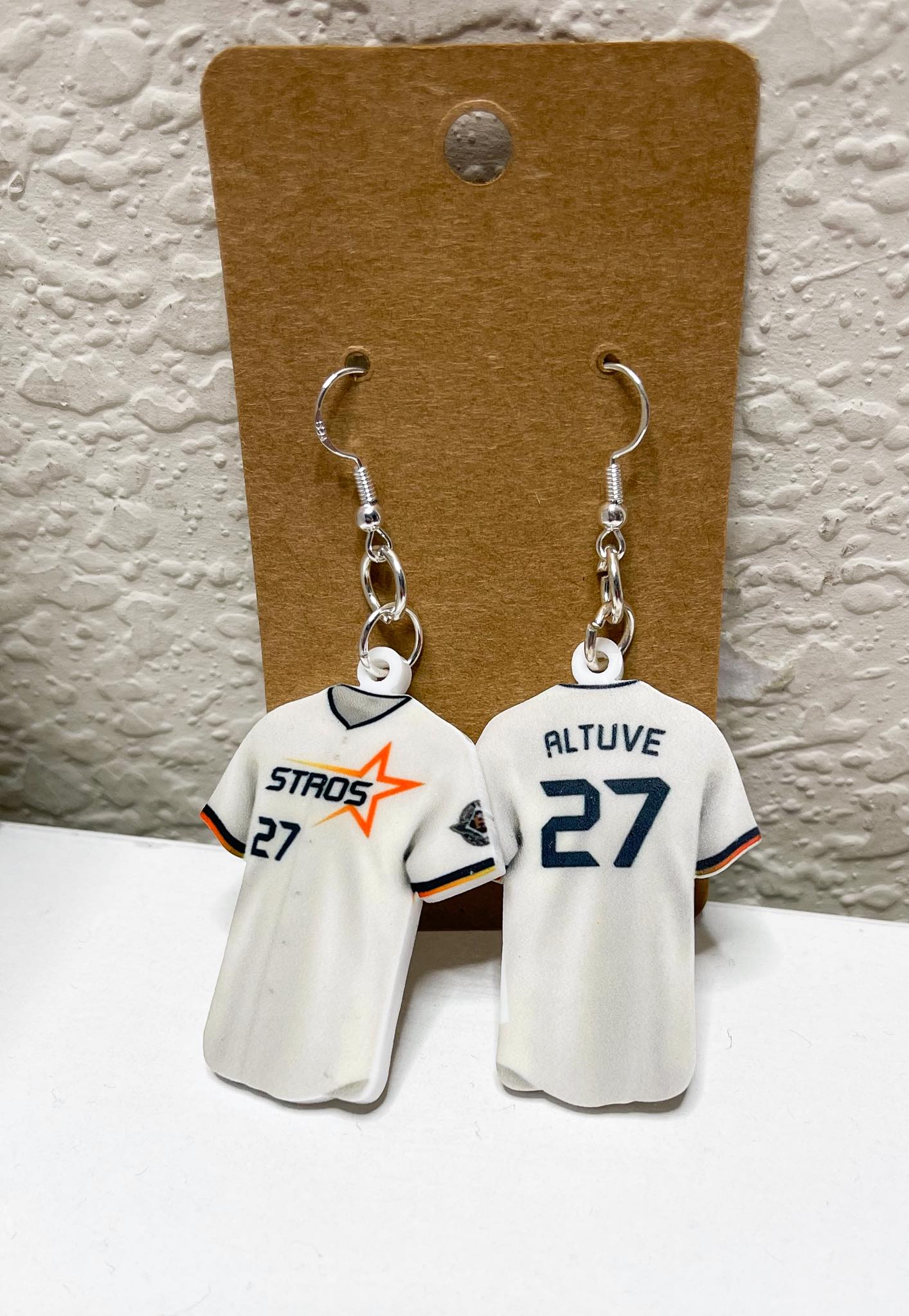 Custom Astros Jersey Earrings I Personalized Baseball Fan Earrings